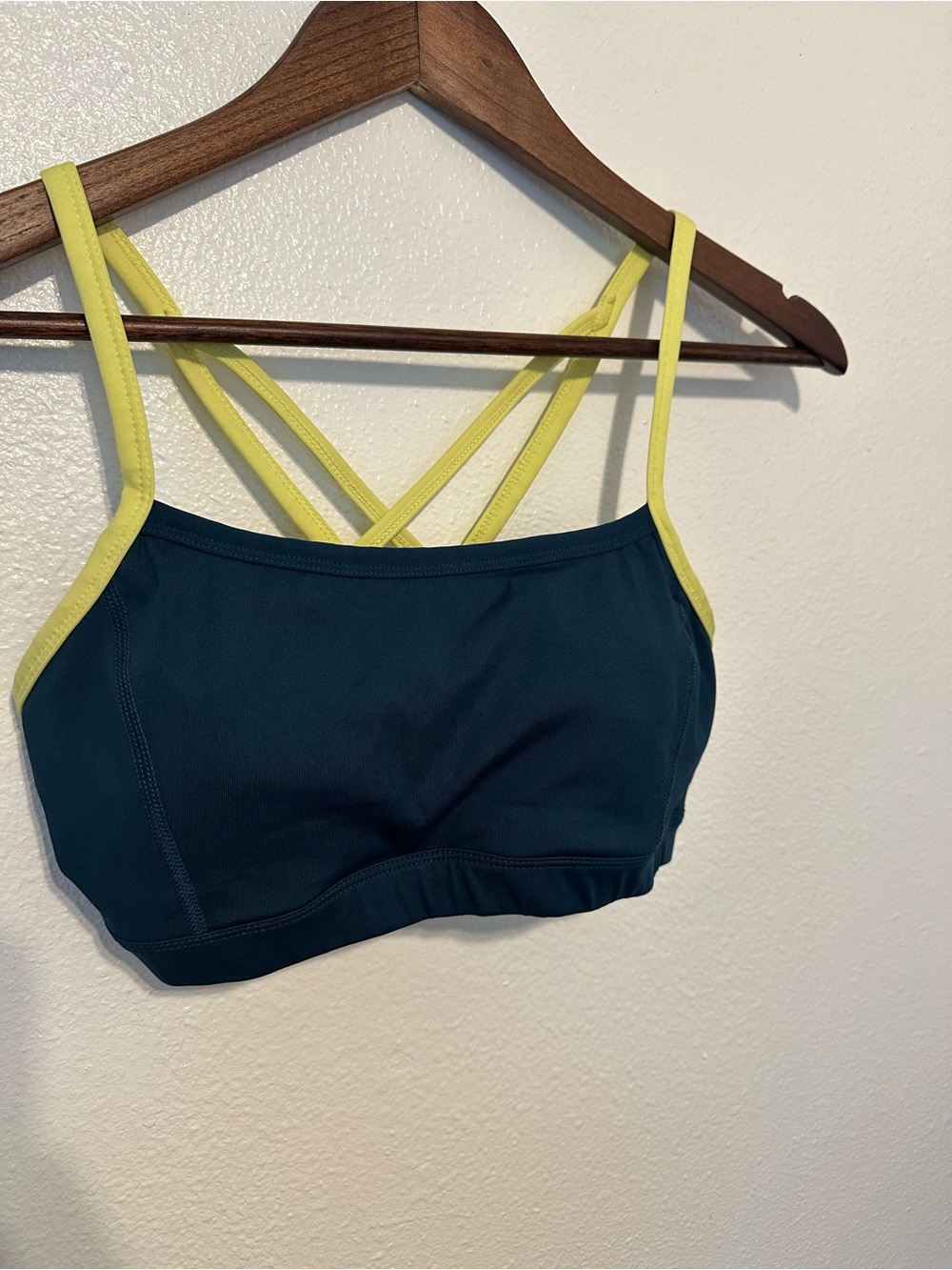 Athletic Works Teal Bralette with Yellow Contrast Straps
